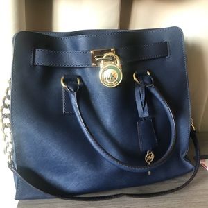 Michael Kors Navy Hamilton Satchel Handbag